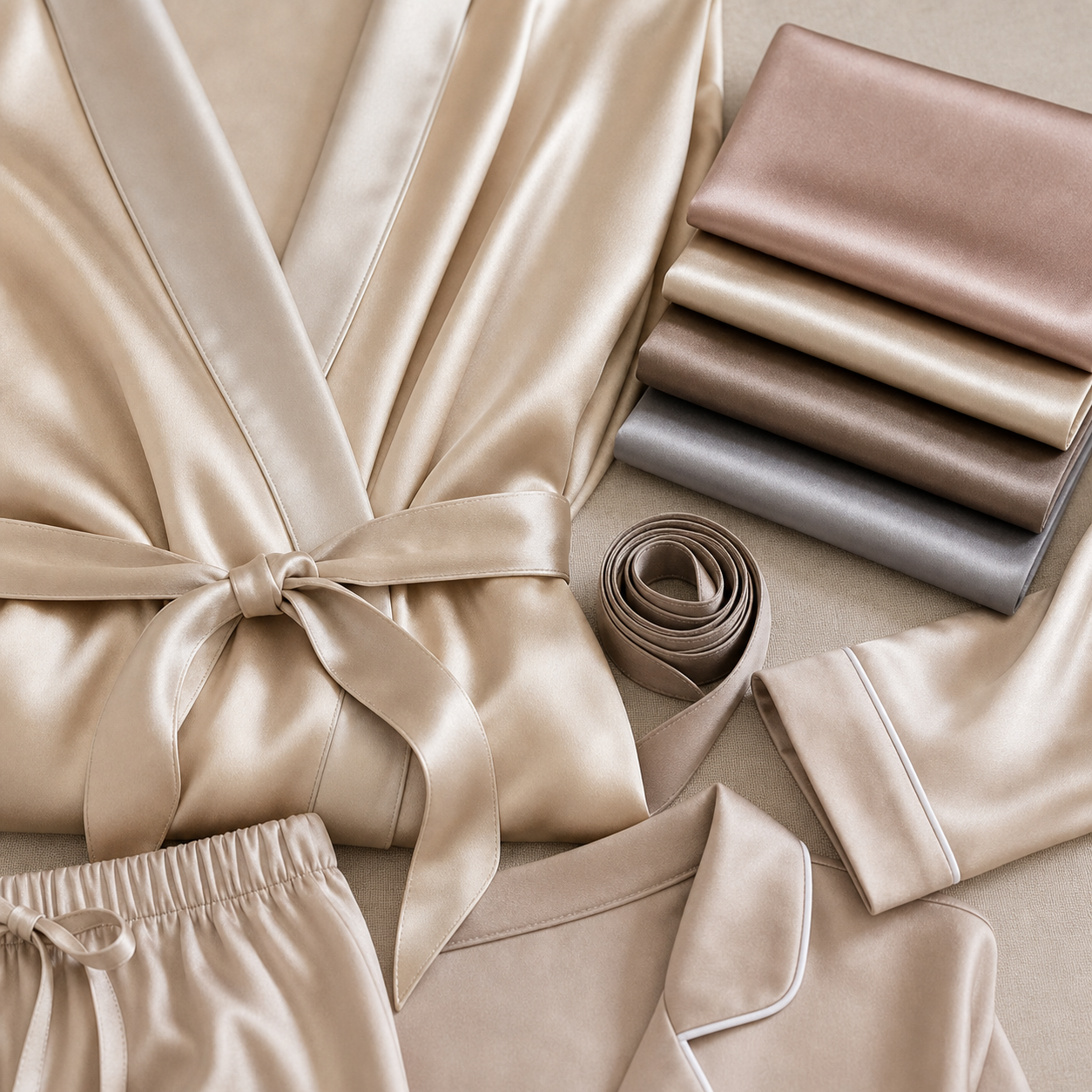 Satin smooth fabric for robes and pajama sets