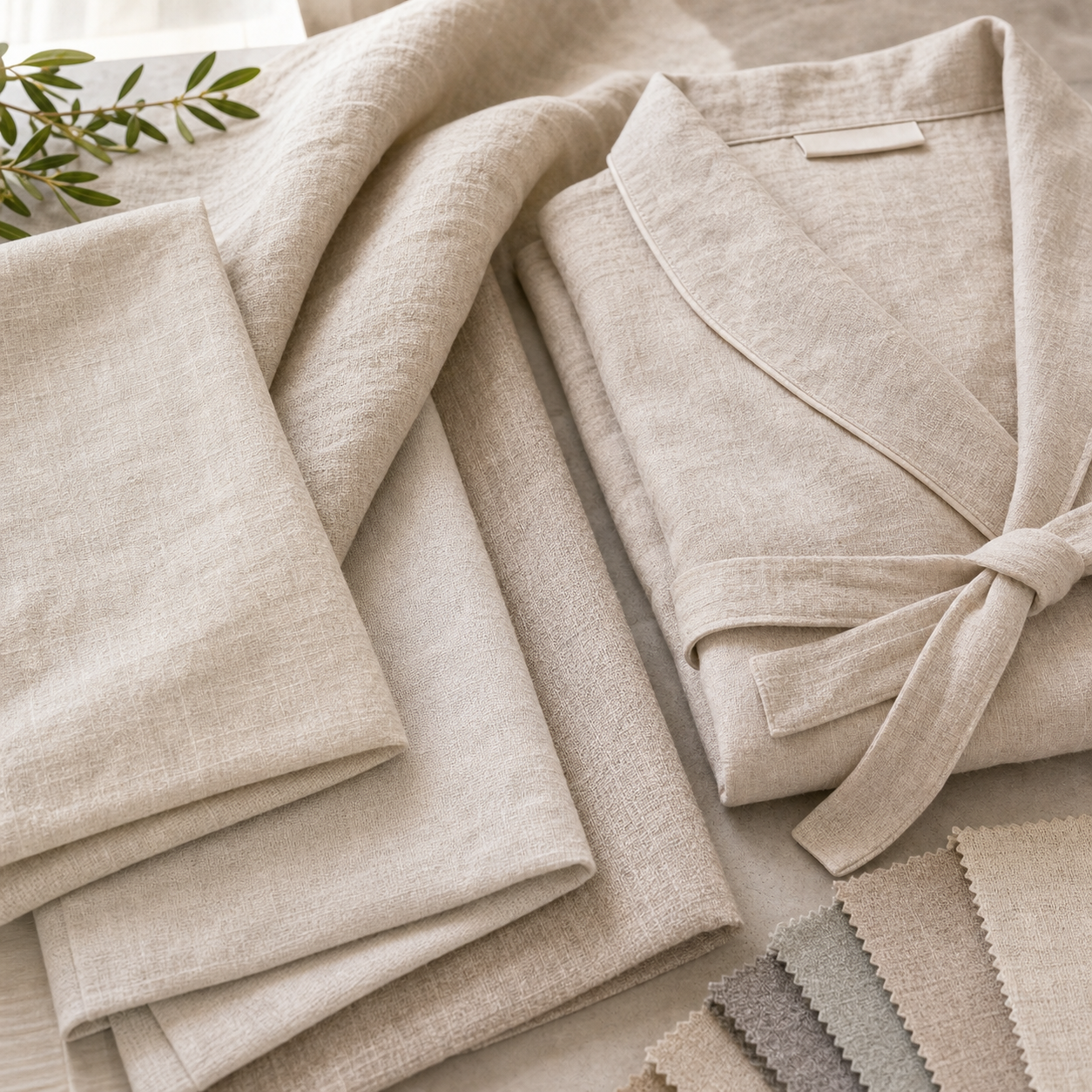 Linen blend natural textured fabric for homewear