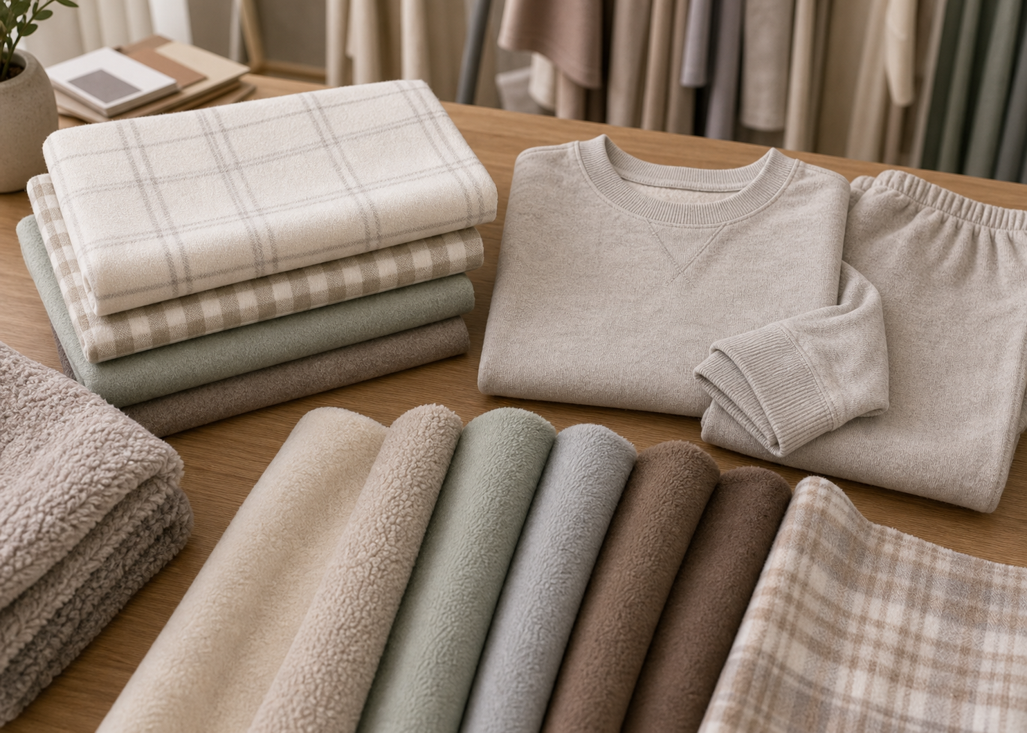 Flannel and fleece winter loungewear fabric options