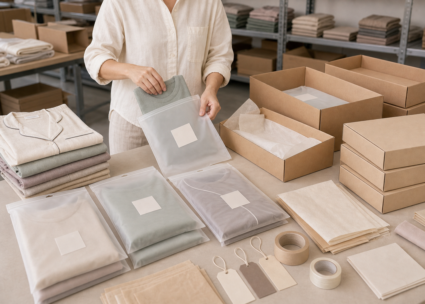 Export packing for private label sleepwear orders