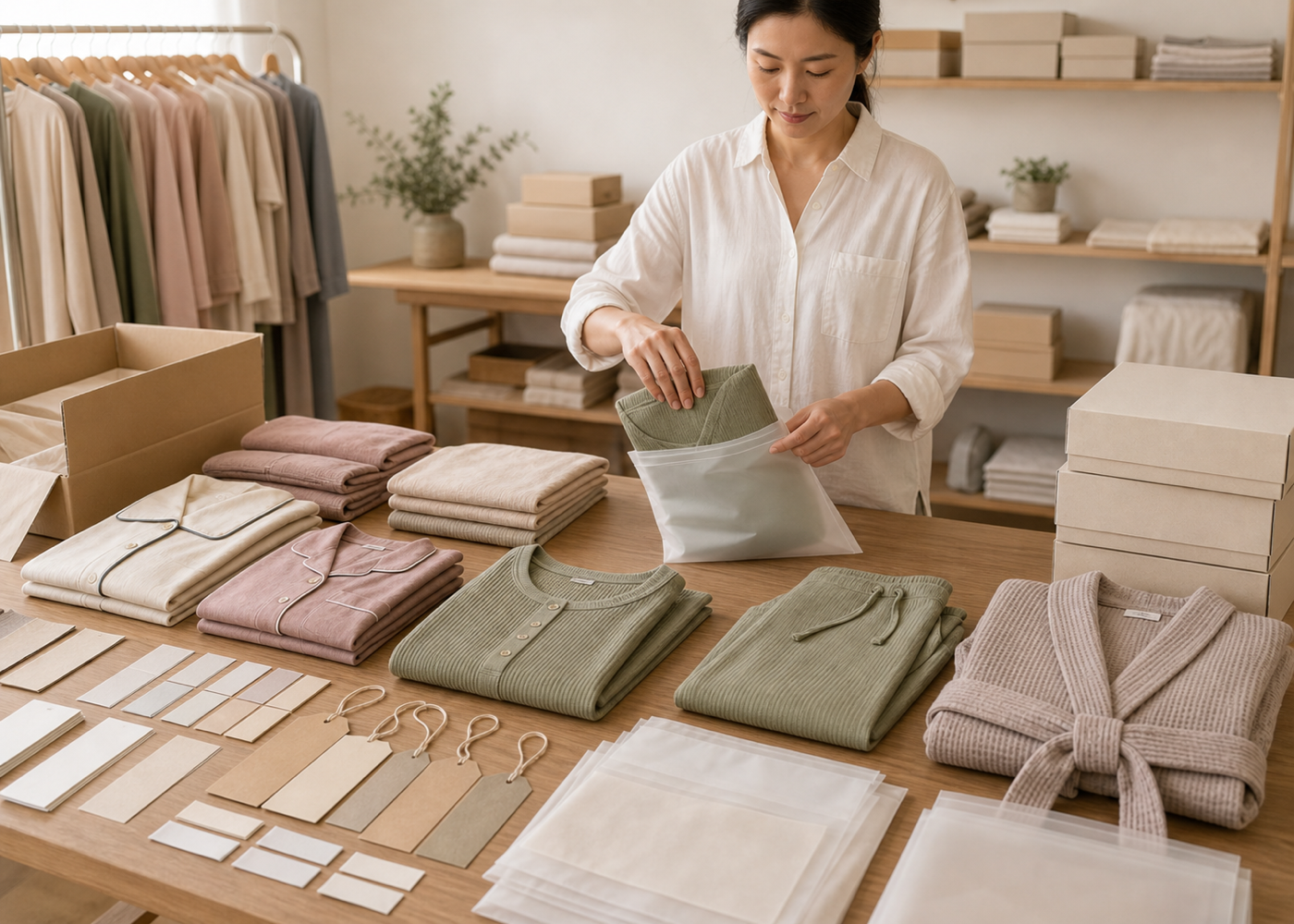 Private label packaging preparation for sleepwear orders
